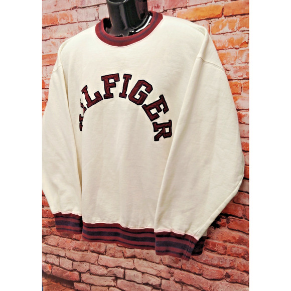 Tommy Hilfiger Sweatshirt Men's Size XL White Long Sleeve Crew Neck Pullover - Picture 3 of 10